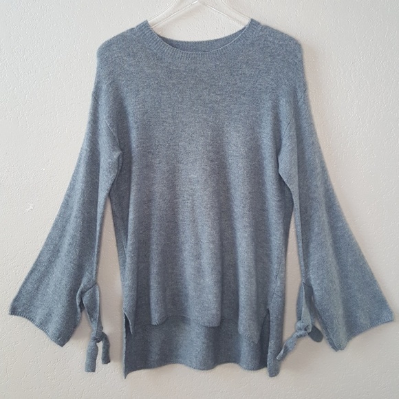 Halogen Gray Tie Bell Sleeve Hi-Lo Sweater XS - Picture 3 of 8